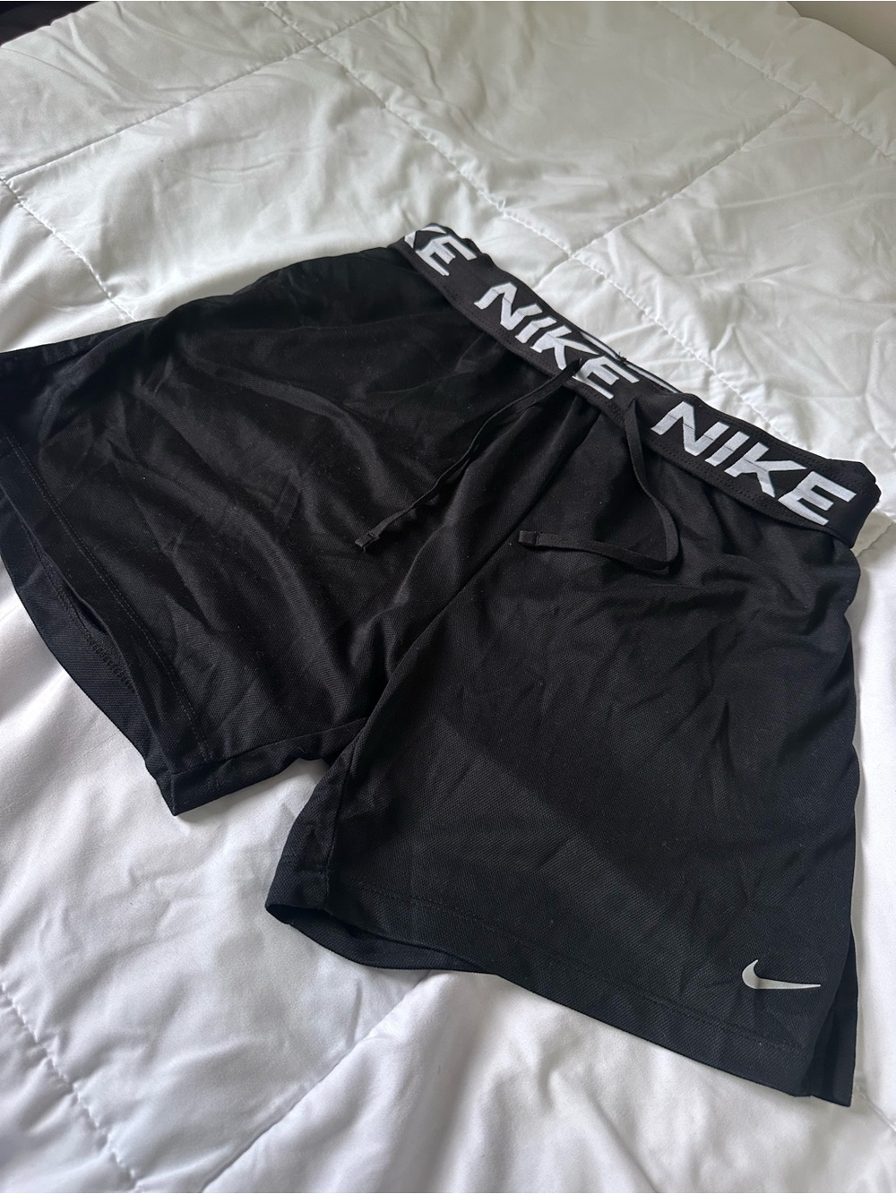 Nike Black Shorts with White Branded Waistband